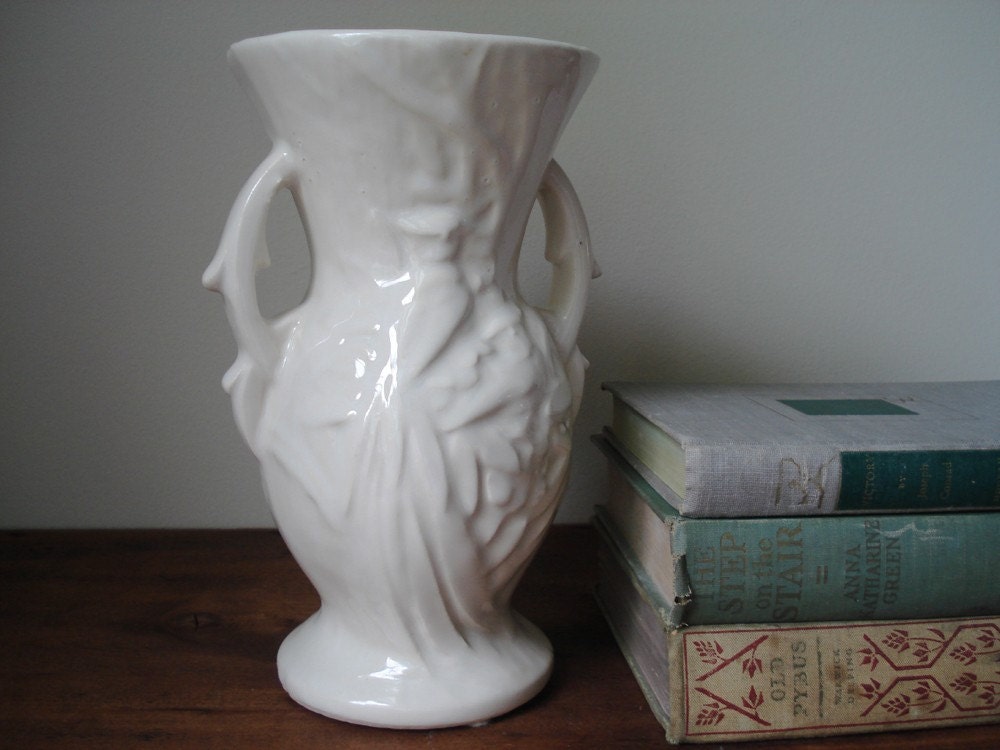 Vintage Mccoy Double Handled Vase Bird of Paradise Pattern