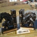 vintage black horse ceramic bookends with pen holder