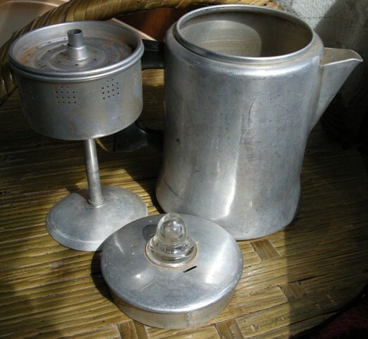 Aluminum Coffee Pot by Mirro with Glass Knob