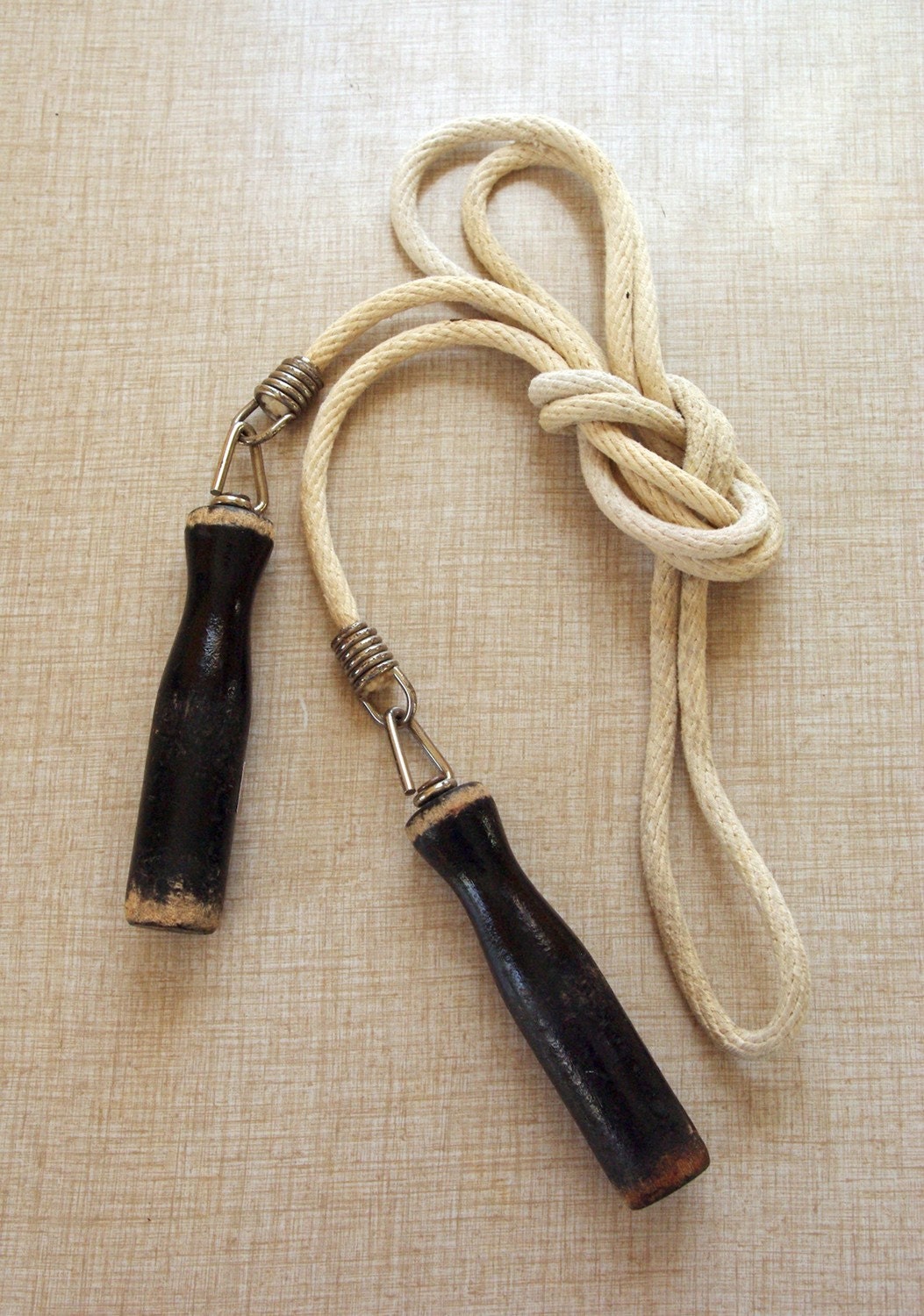 vintage jump rope with wooden handles