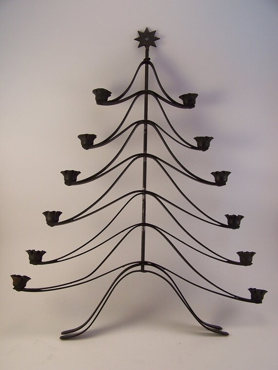 vintage christmas tree candle holder metal 12 candles