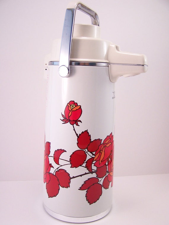 vintage like new floral japanese thermos tea coffee by GarageInc