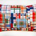 plaid pillow cover, orange red blue green and white 12 x 18 inch check cushion cover