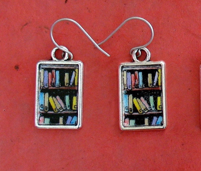 Bookshelf Earrings Books Bookcase Bookish Jewelry by ALikelyStory
