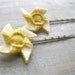 ON SALE Felt Pinwheel Hair Pin Set // Yellow and Ivory // Hand Stitched by OrdinaryMommy on Etsy