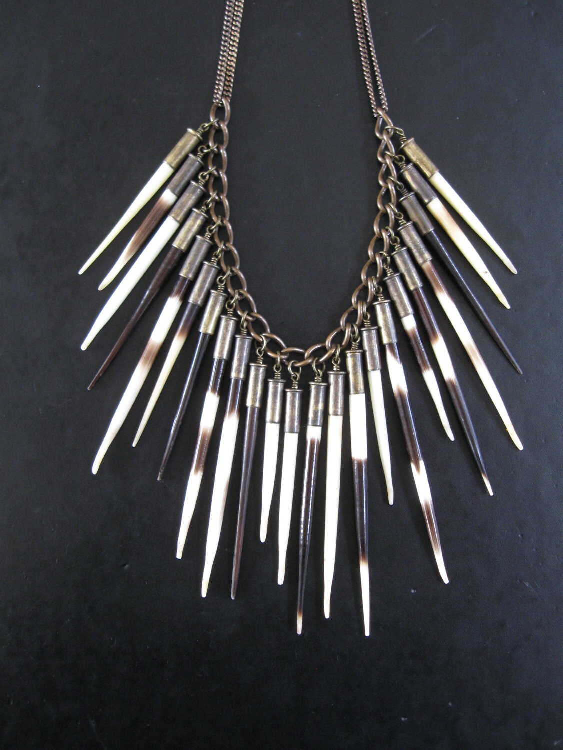 Porcupine Quill Bullet Fringe Necklace Hystricidae