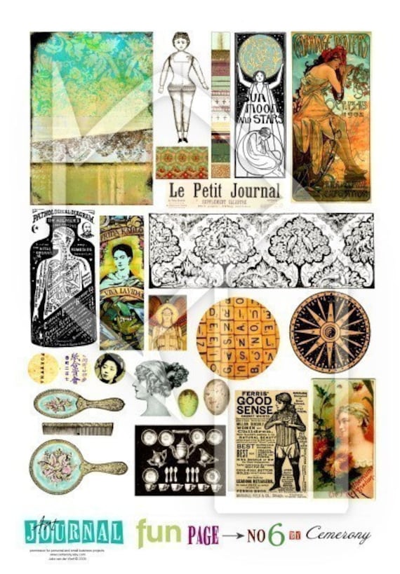 Art Journal Page Fun Digital Collage Print Sheet no181