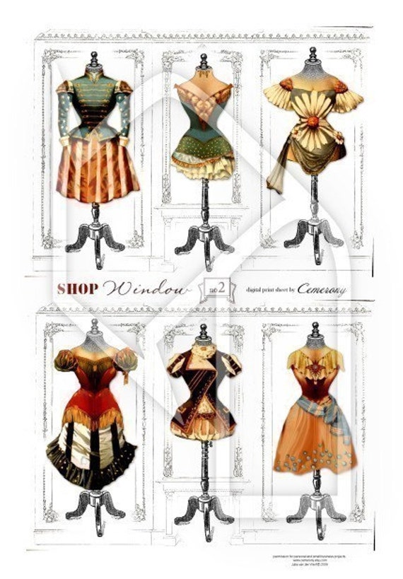 Dress Forms Theatre Costumes Digital Collage Print Sheet no121