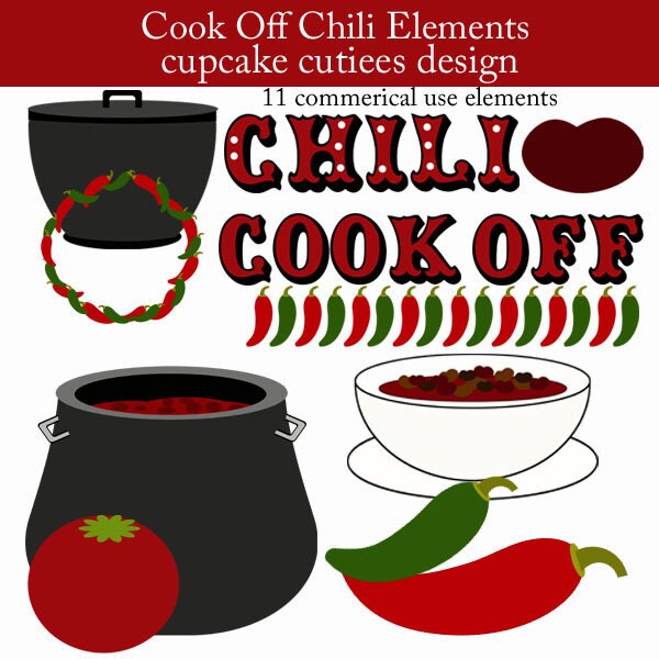 Chili+Cook+Off+Clip+Art Chili Cook Off Element Clip art Digital by cupcakecutiees on Etsy