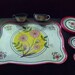 Ohio Art tin lithographed platter and dishes - floral design - very nice condition
