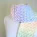Pastel Fairy Kei Crochet Scarf - Fringed Handmade Pastel Rainbow Scarf