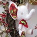 Christmas Tree Ornament Elephant Ornament Hand Sewn All Wool White Elephant