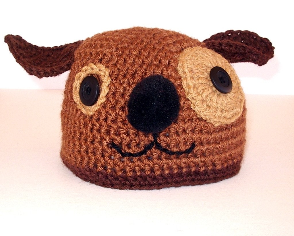 Puppy Dog Toddler Childs Hat Crochet Brown Tan by AllKindsofArt