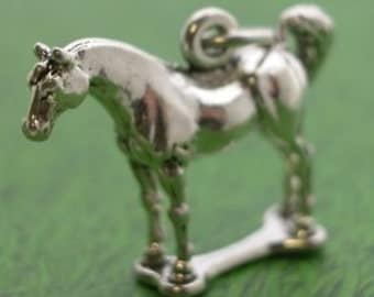 Horse Sterling Silver Charm Pendant -- Complimentary Ribbon or Cord