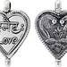 Heart Pendant with Sanskrit LOVE Sterling Silver Charm -- Complimentary Ribbon or Cord