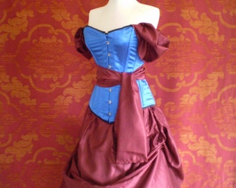 Snow White Bustle Red Blue Corset Costume Outfit-Whole Corset Outfit-MADE FOR BUYER