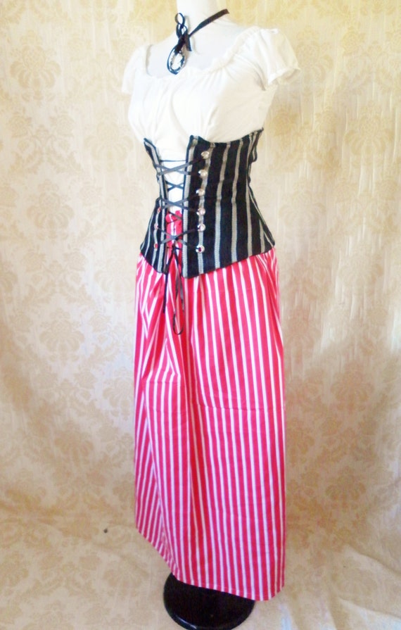 Red and White Circus Bustle Skirt-One Size Fits All