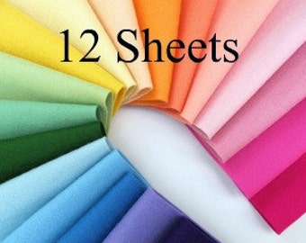 Wool Felt Sheets, Choose TWELVE, Pure Merino Wool, 1mm Thick, Felt Assortment, Felted Wool, NonWoven Felt, Wool Applique, Certified Safe