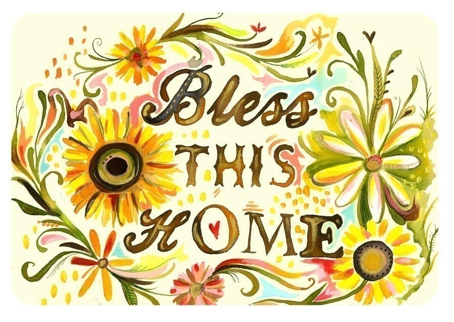 Bless This Home Art Print Hand Lettered Quote