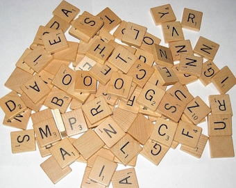 100 Vintage (1976) Wooden Scrabble Letter Tiles for Altered Art, Collage, Scrapbooking, etc.