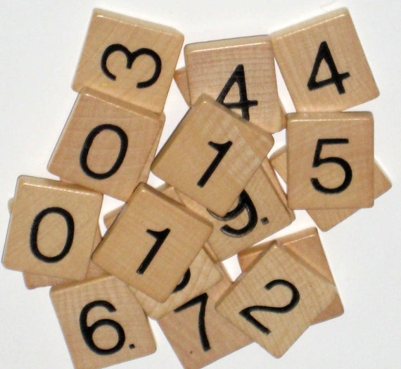 Vintage Scrabble Like Number Tiles for Altered Art Collage