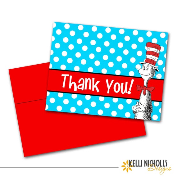 Cat in the Hat Birthday Party Thank You by KelliNichollsDesigns