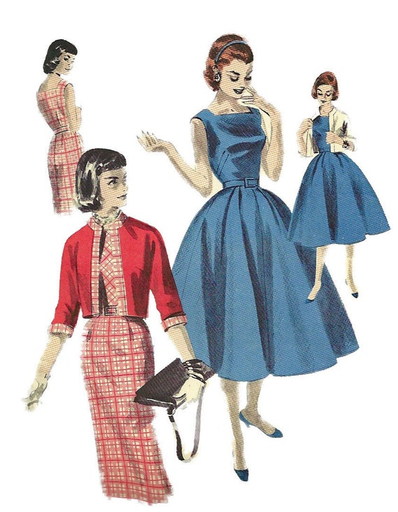 Vintage 50s Butterick 7648 Slender Sheath or Full by mbchills