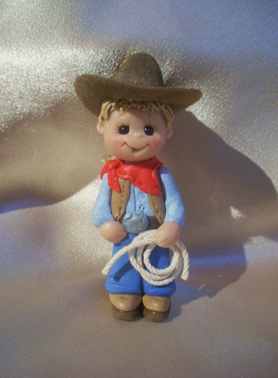 cowboy Christmas ornament personalized polymer clay western