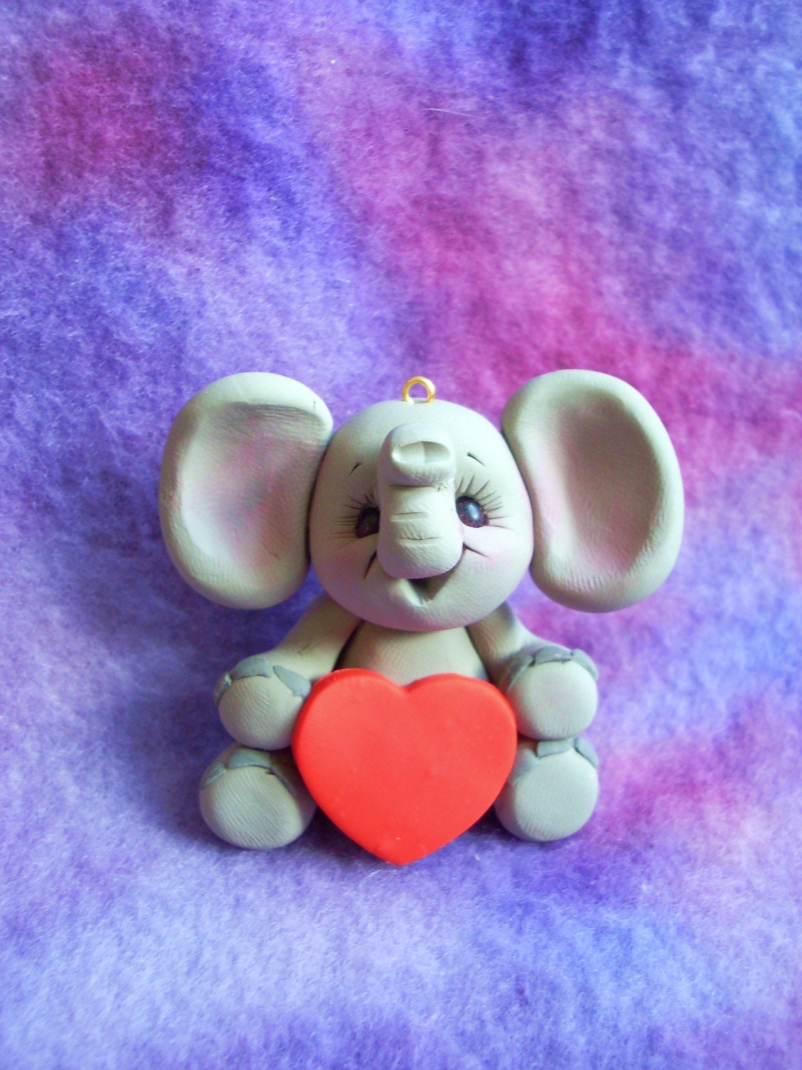 polymer clay elephant Christmas ornament sculpture figurine