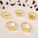 Ten (10) Nickel Free Child Size Gold Plated Adjustable Rings with 10mm Flat Glue On Pad