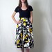 GRAPHIC FLORAL high waist print midi skirt, m