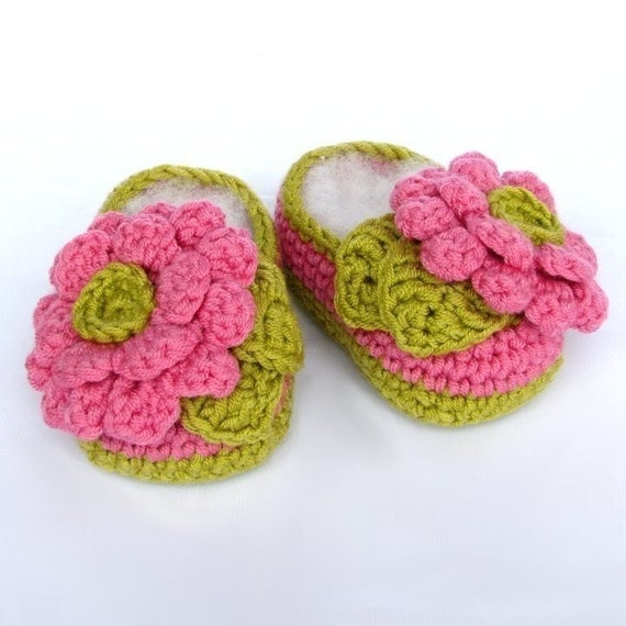 Baby Booties Crochet Pattern Big Flowers Crochet Shoes for Baby Girls 