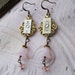 HUGE sale Vintage Earrings Steampunk watch face pink glass flower beads antiqued brass crystal