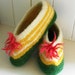 Women Hand Knitted Felted Wool Slippers for Cottage and Home