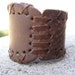 Women's Recycled Brown Patch Laced Leather Bracelet Cuff