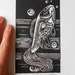 Handpulled black and white Goldfish original wall art linocut print