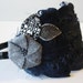 BLOSSOM- black feather and grey felt headband/clip