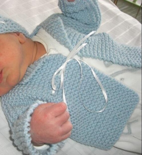 French Garter Stitch Newborn Matinee Jacket Pattern PDF