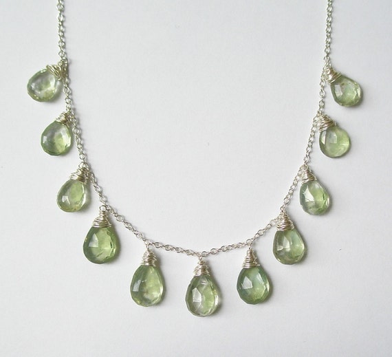 Green Amethyst Wire Wrap Necklace by MariDesign on Etsy
