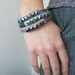 Felted Bangle Trio--Dusty Teal, Smoke Gray, and Brown with Gunmetal Studs