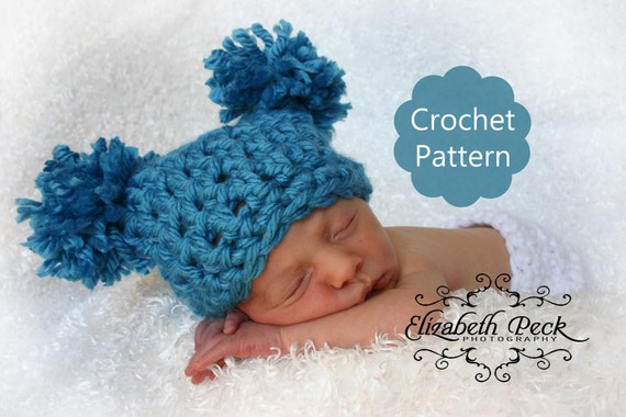Pom Pom Hat Crochet Pattern 0-6 month size Sell what you