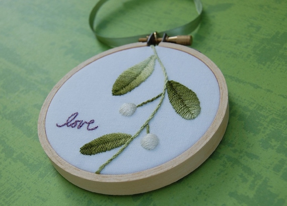 Embroidered Mistletoe Christmas Ornament by SeptemberHouse on Etsy