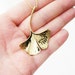 SALE Ginkgo Leaf Gold Necklace Nature Jewelry