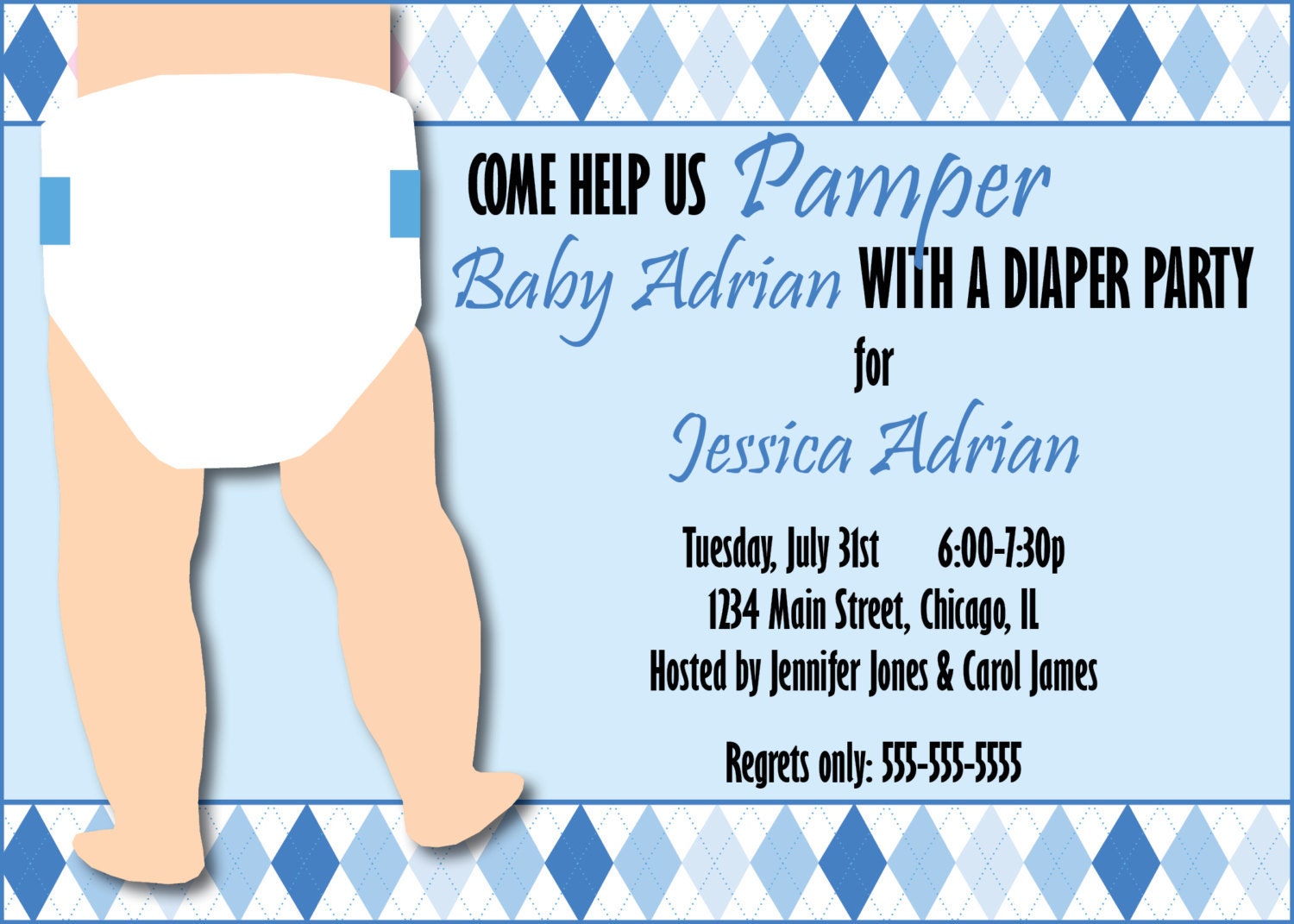 Custom Diaper Shower Invitation