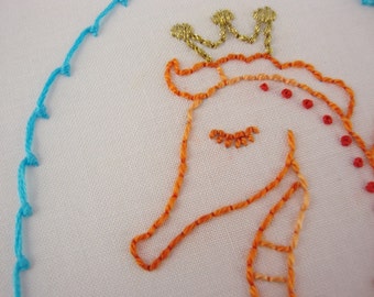 Seashells and Seahorses Hand Embroidery Pattern Packet Seahorse design Seashell Pattern Seahorse Decor