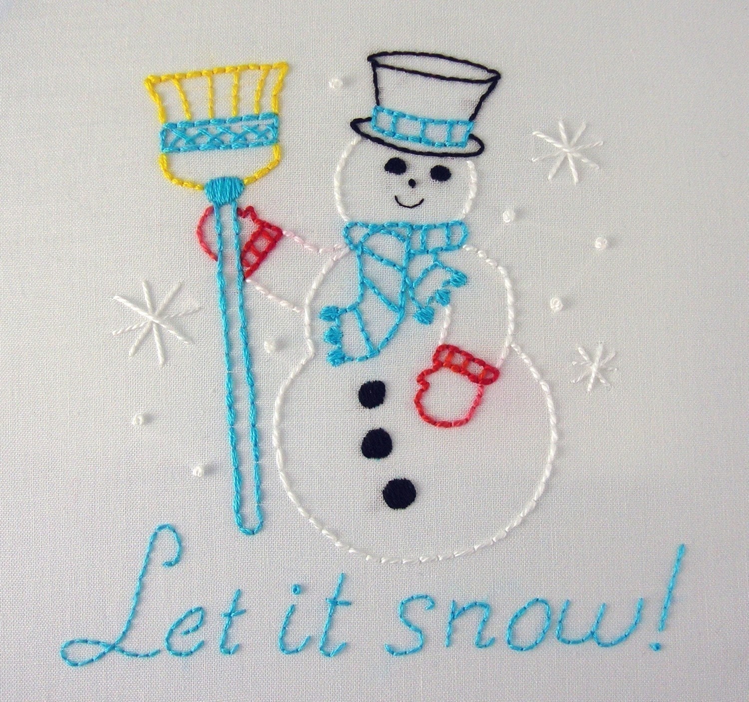 Snowman Embroidery Design Snow Winter Embroidery Snowflake