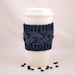 Windsor Blue Hand Knit Coffee To Go Sleeve Cozy Cable Stitch Starbucks