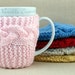Baby Pink Hand Knit Coffee Mug Cozy Coaster