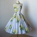 vintage 1950's dress ...gorgeous couture CONTINENTAL ROOM for john barry huge yellow rose cotton full skirt asymmetrical chapman-esque bodice full skirt pin-up sundress -featured item-