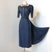 SALE 25 percent off with code vintage 1940's dress ...couture designer HATTIE CARNEGIE polkadot wwii iconic pin-up dress fishtail bustle